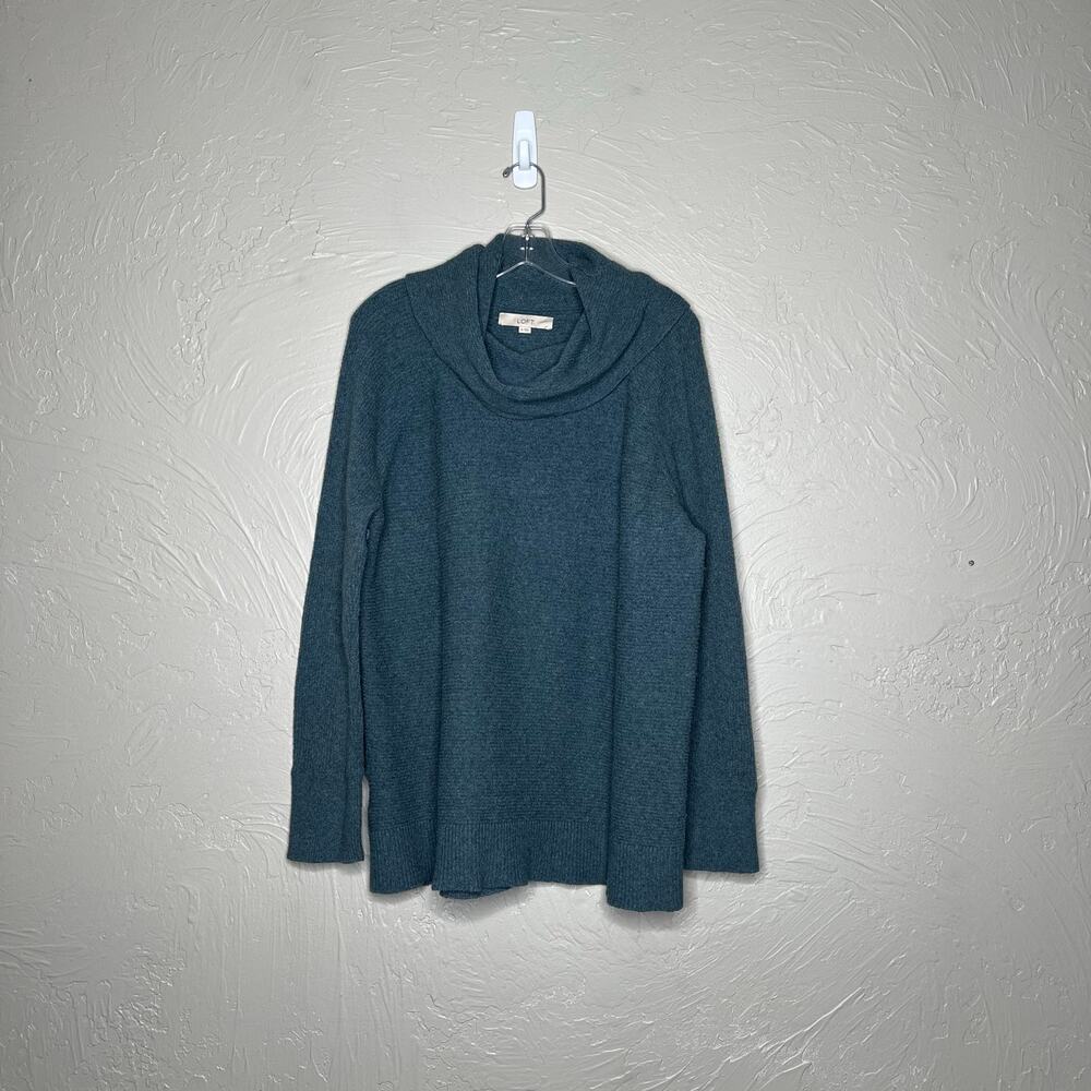 LOFT Women's XL Teal Cowl Neck Knit Pullover Sweater